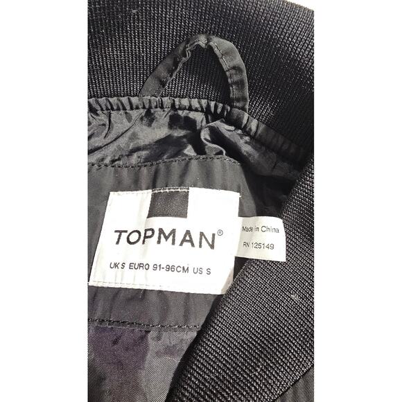 Mens TopMan Black Bomber Jacket Size Small - Picture 7 of 8